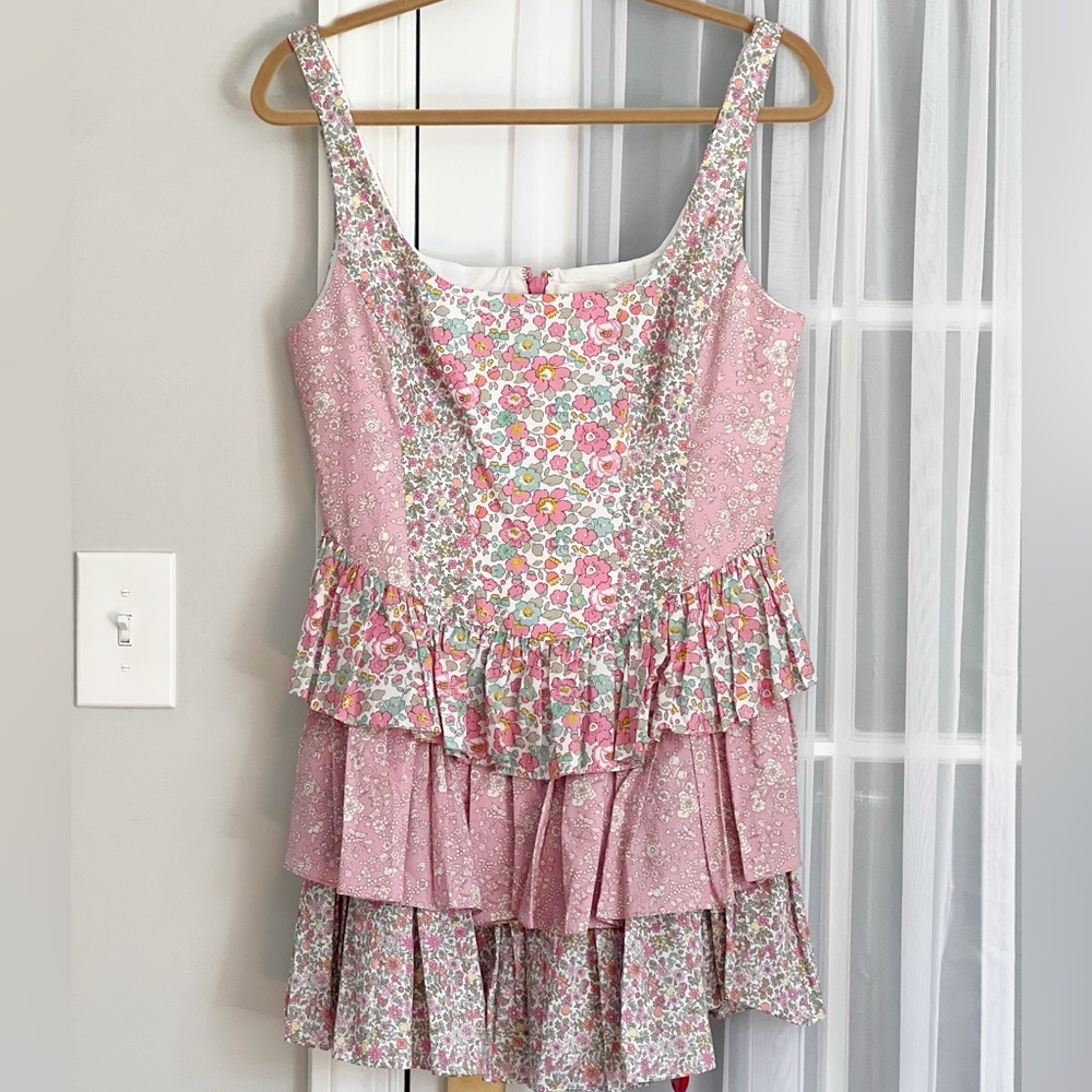 LoveShackFancy Genetta Painted Buds Mini Ruffle Dress Size 8 - Picture 3 of 8